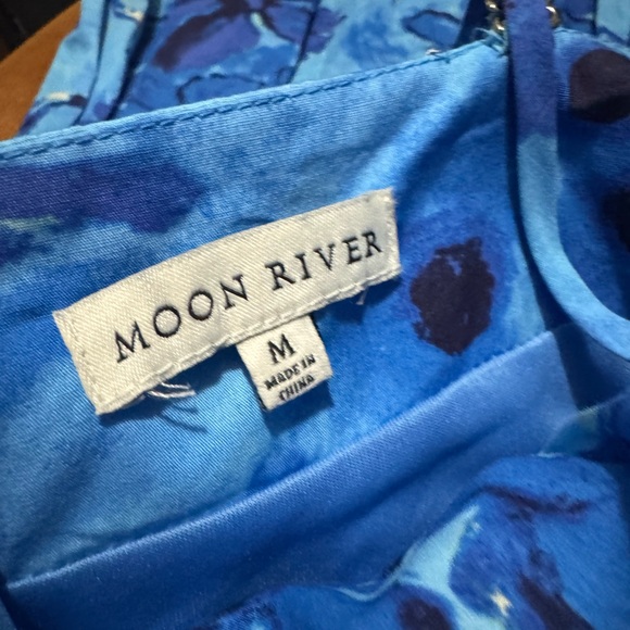 Moon River Shirred Drop-Waist Midi Dress Size Medium - Picture 6 of 14